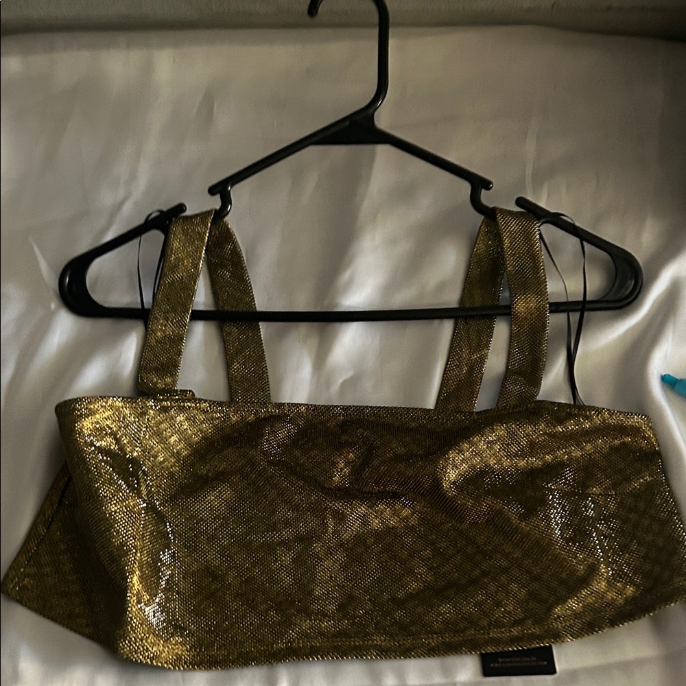 Gold Metallic Crop Top
